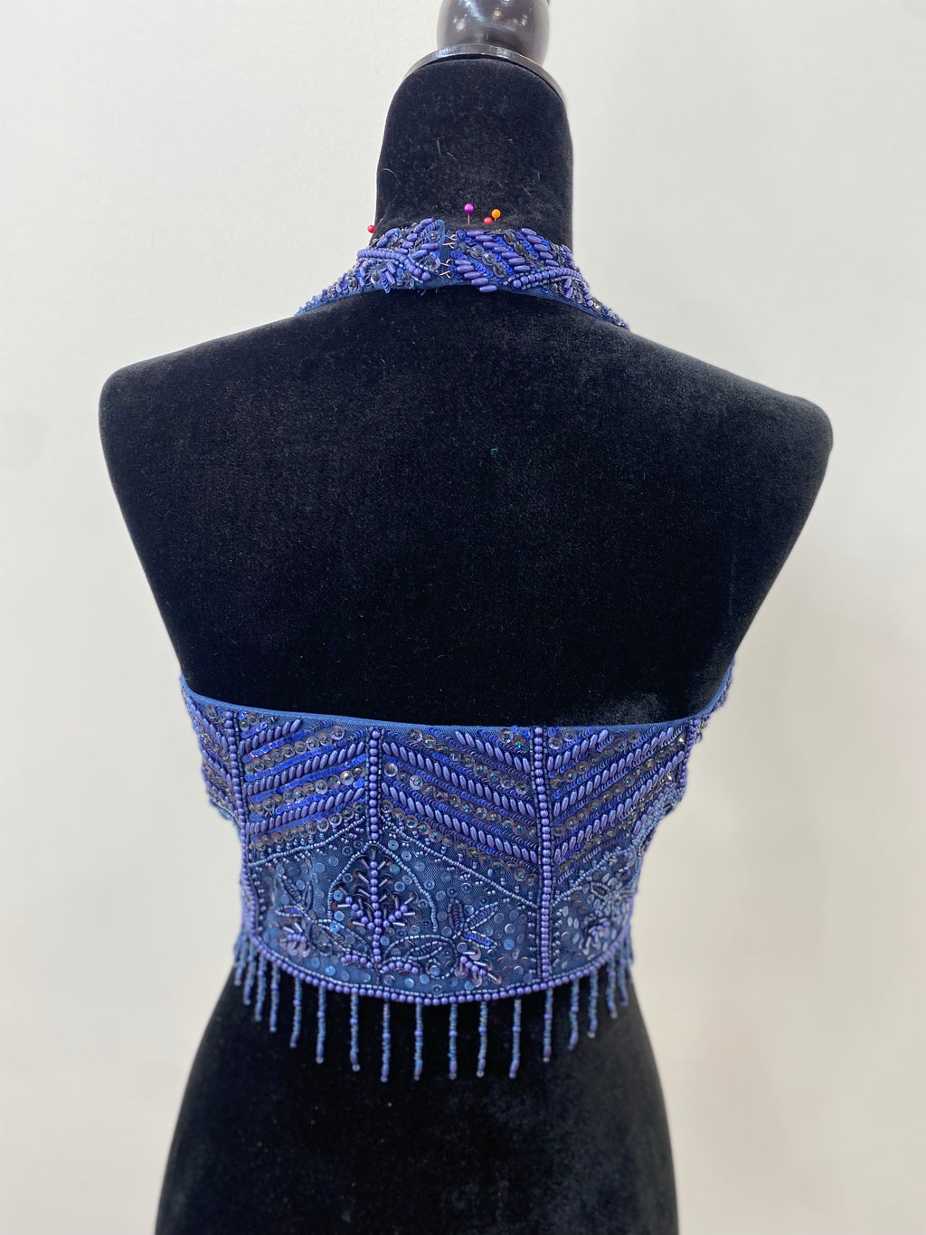 Halter neck top with pre drape saree