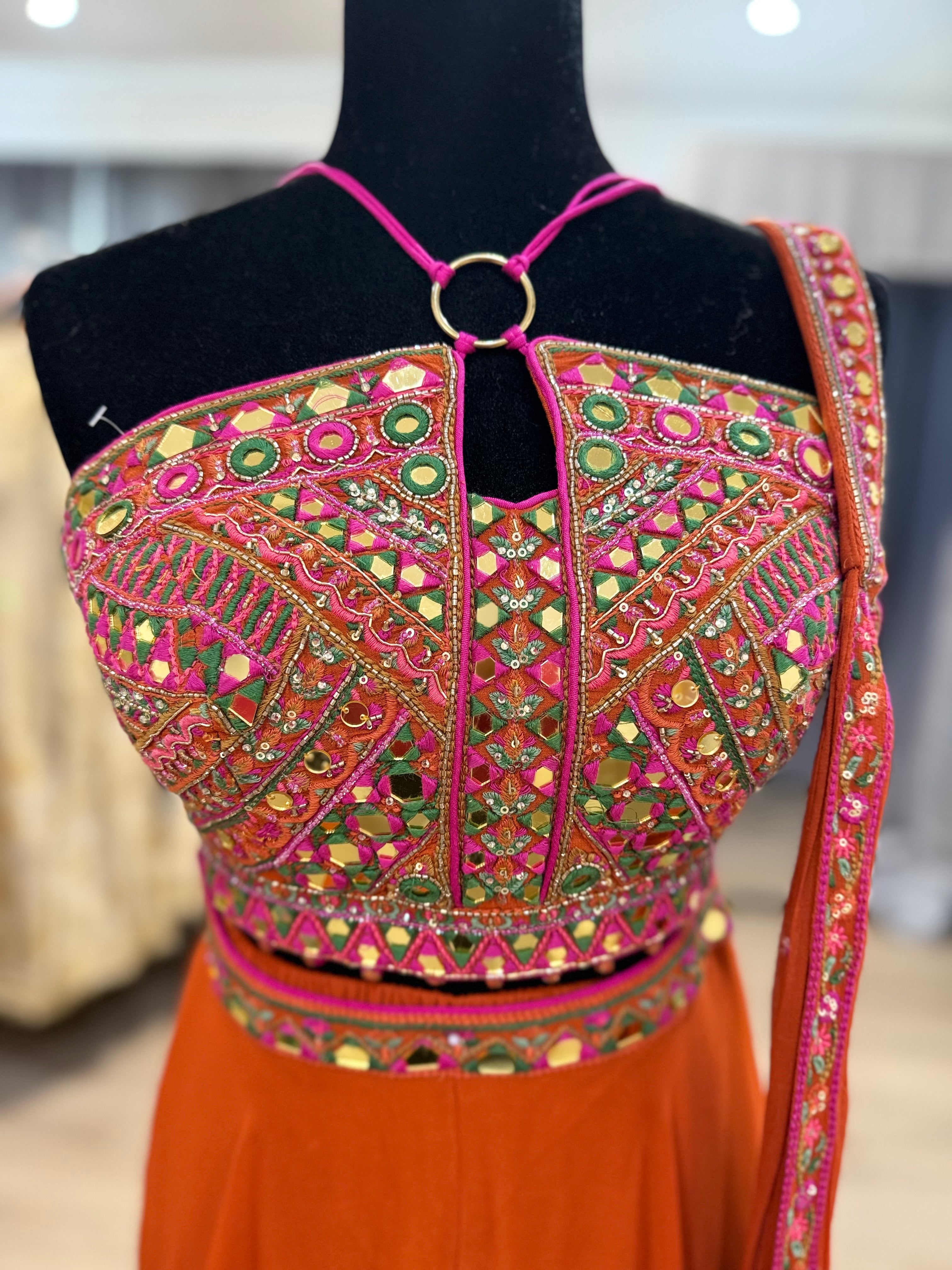 Crop top palazoo pant with hand work top