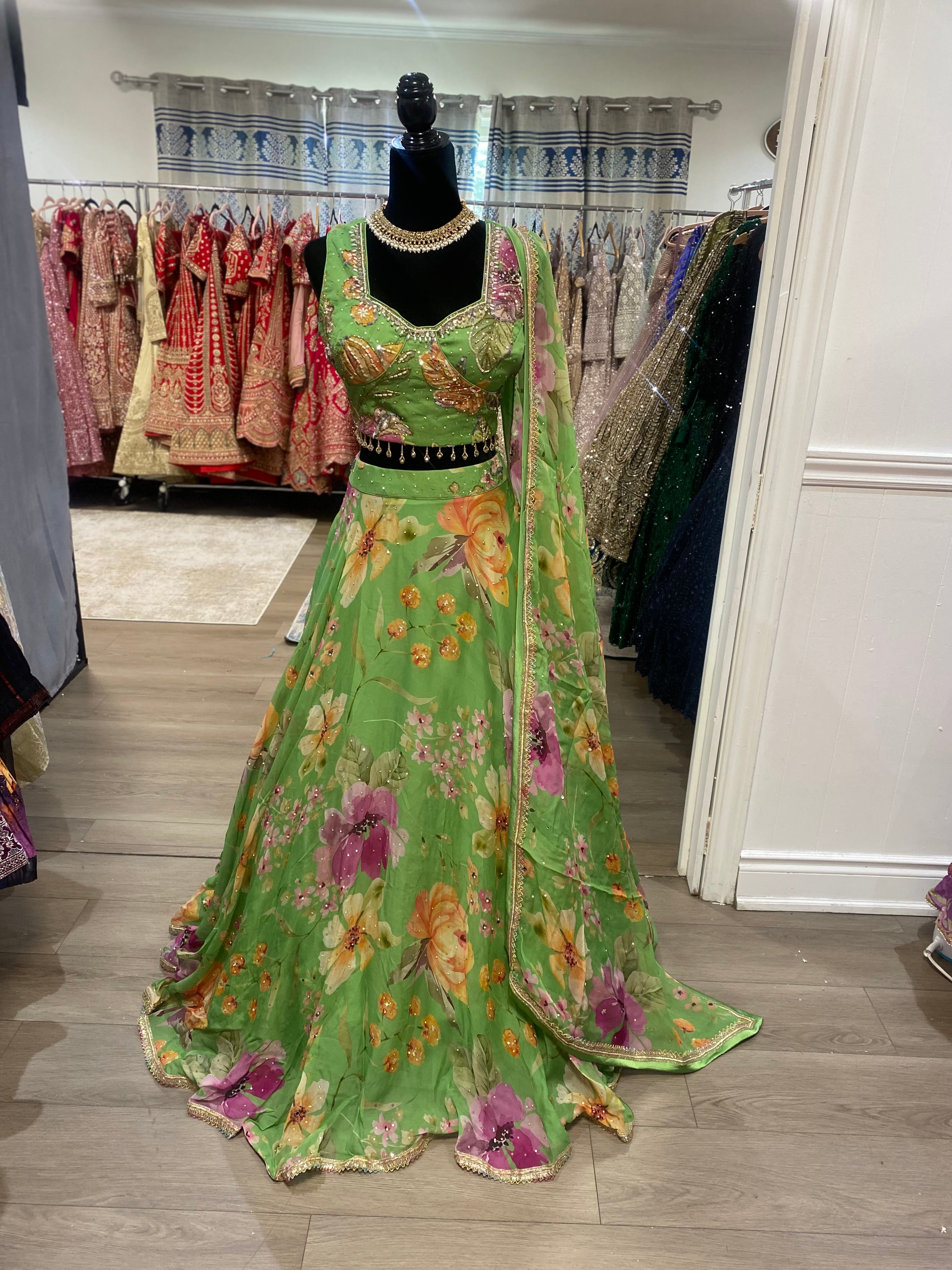 Green floral Designer Lehenga choli