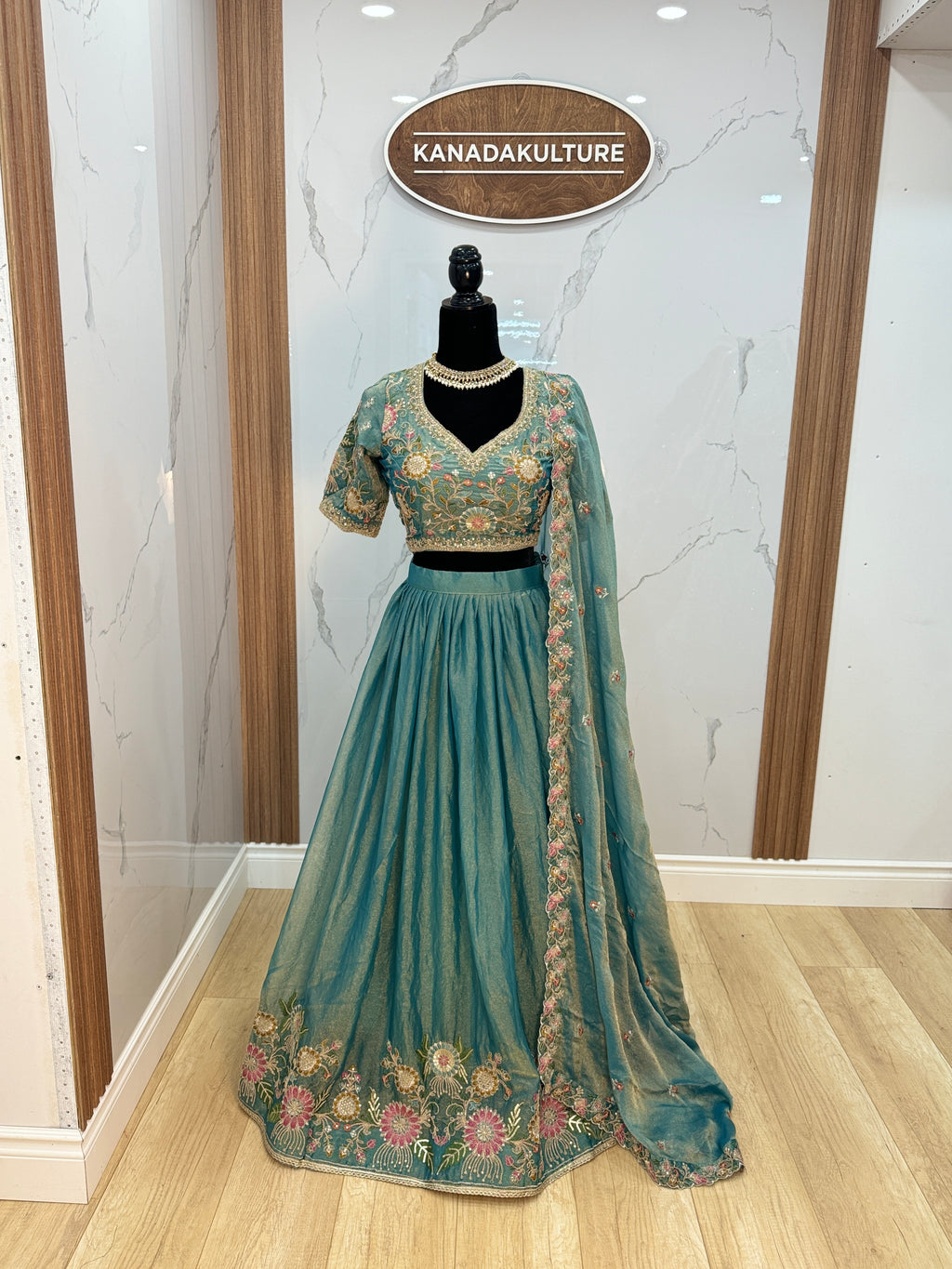 Beautiful Sky Blue Organza Zari Weaving Engagement Wear Lehenga Choli