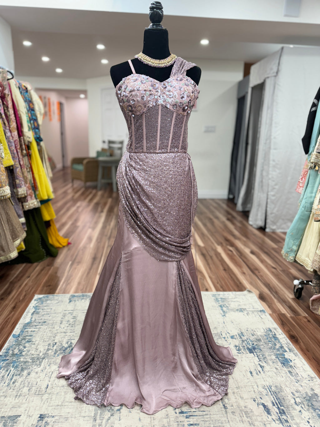 Pre drape corset fusion mermaid saree