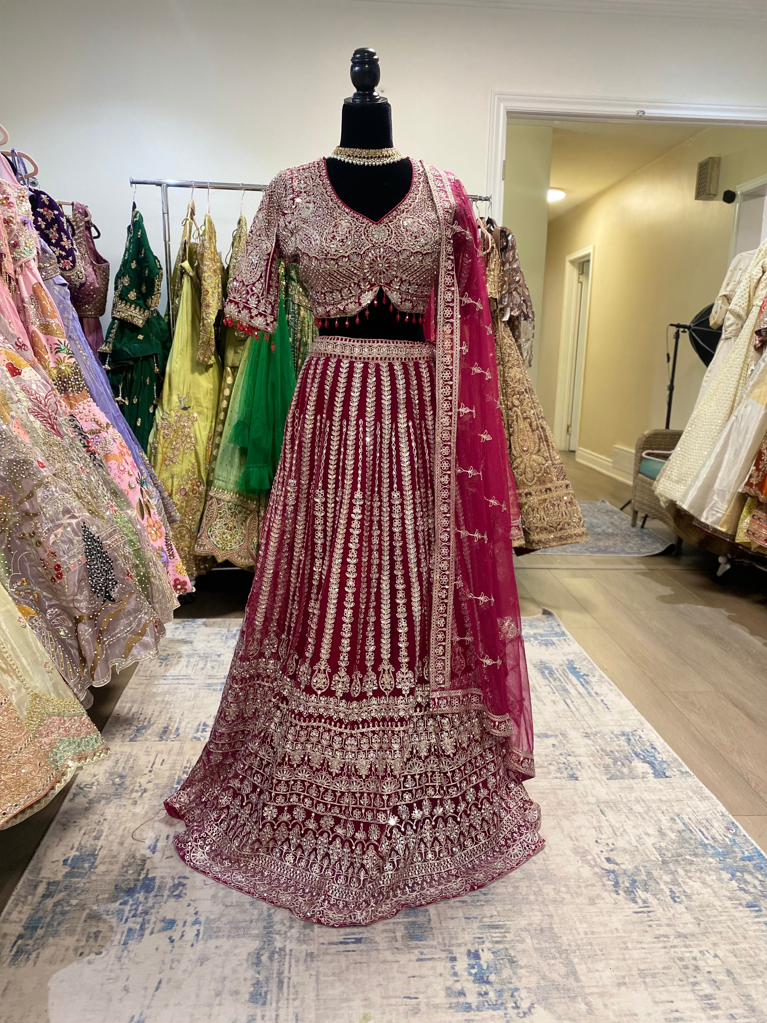 Designer net mirror lehenga