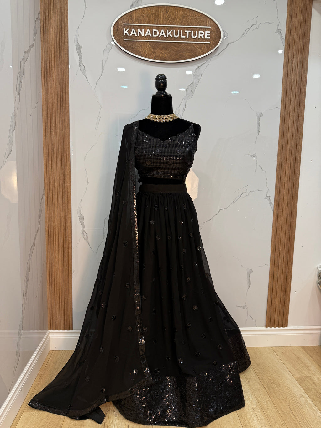 Black sequin strap lehenga choli