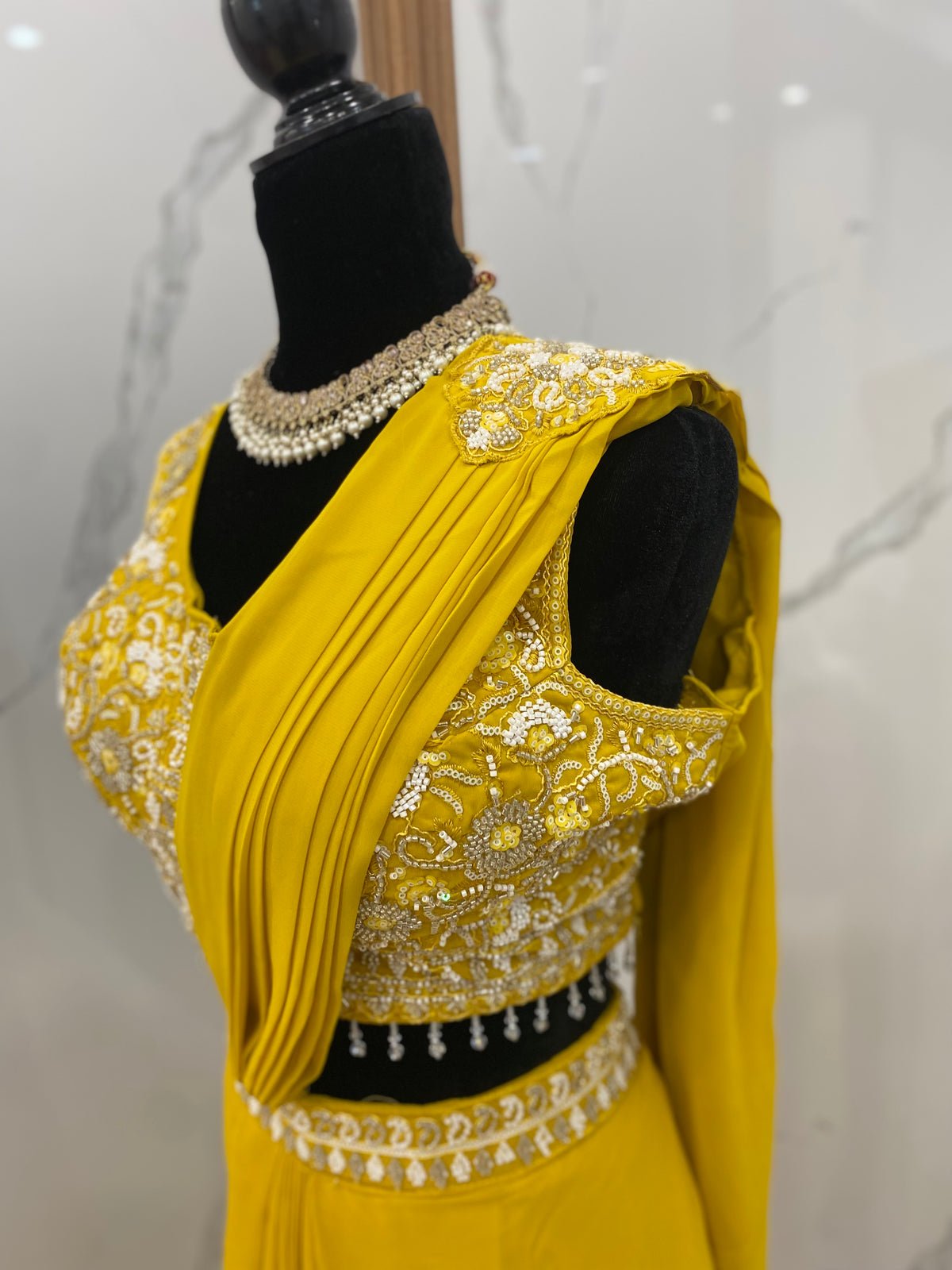 Bridesmaids Hand work top with pre drape saree