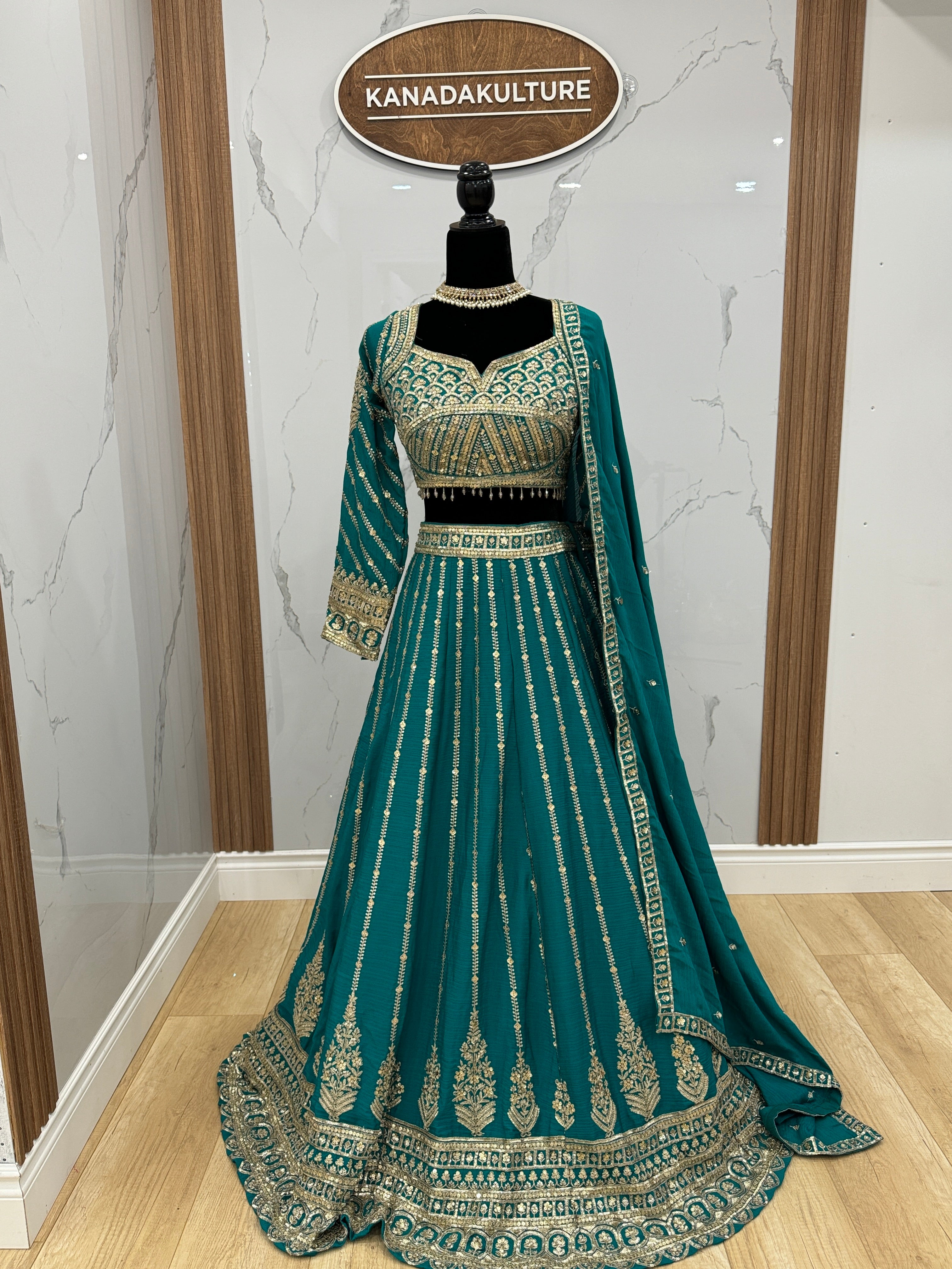 Full sleeve Dark color lehenga choli