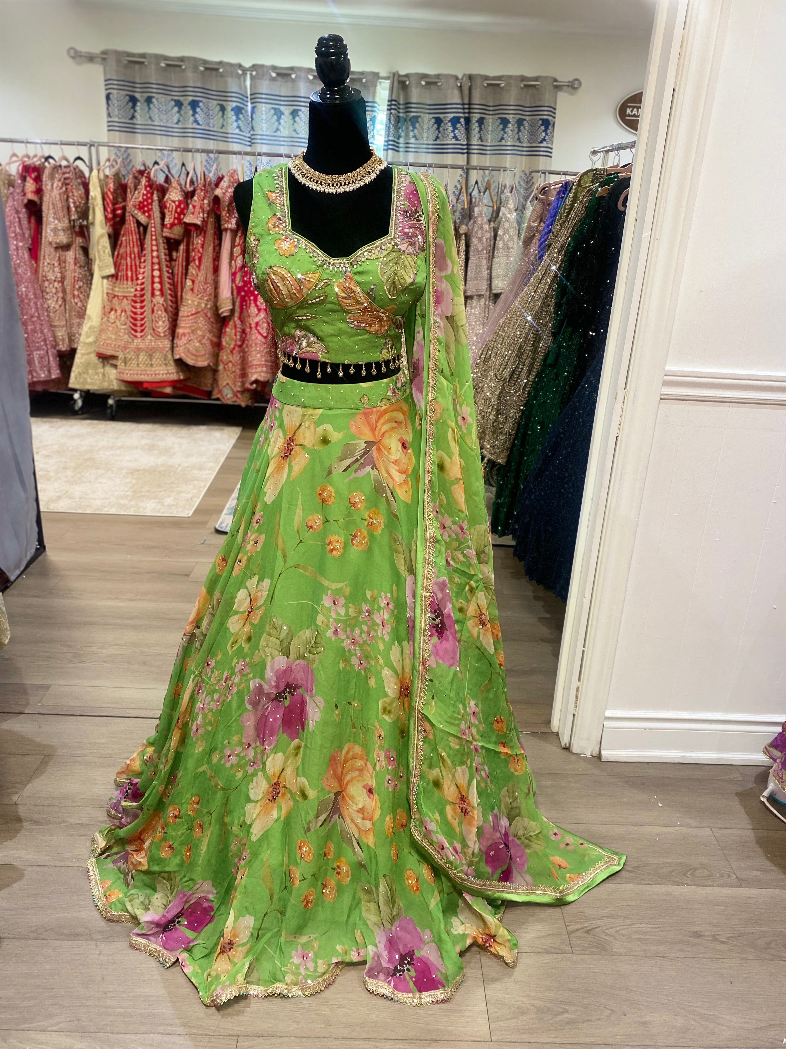 Green floral Designer Lehenga choli