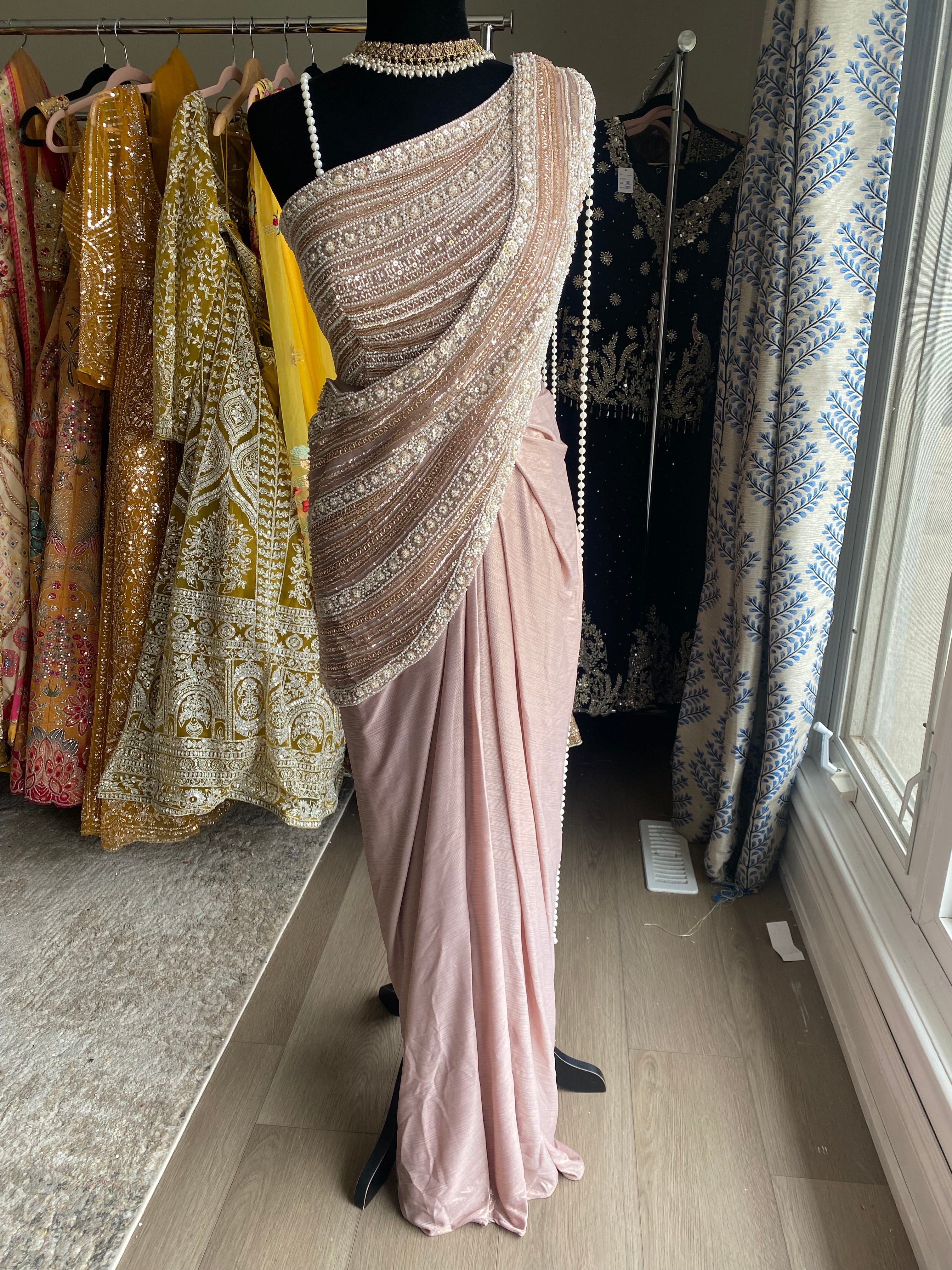 KanadaKulture - Designer blouse with pre drape saree - Exclusive Design
