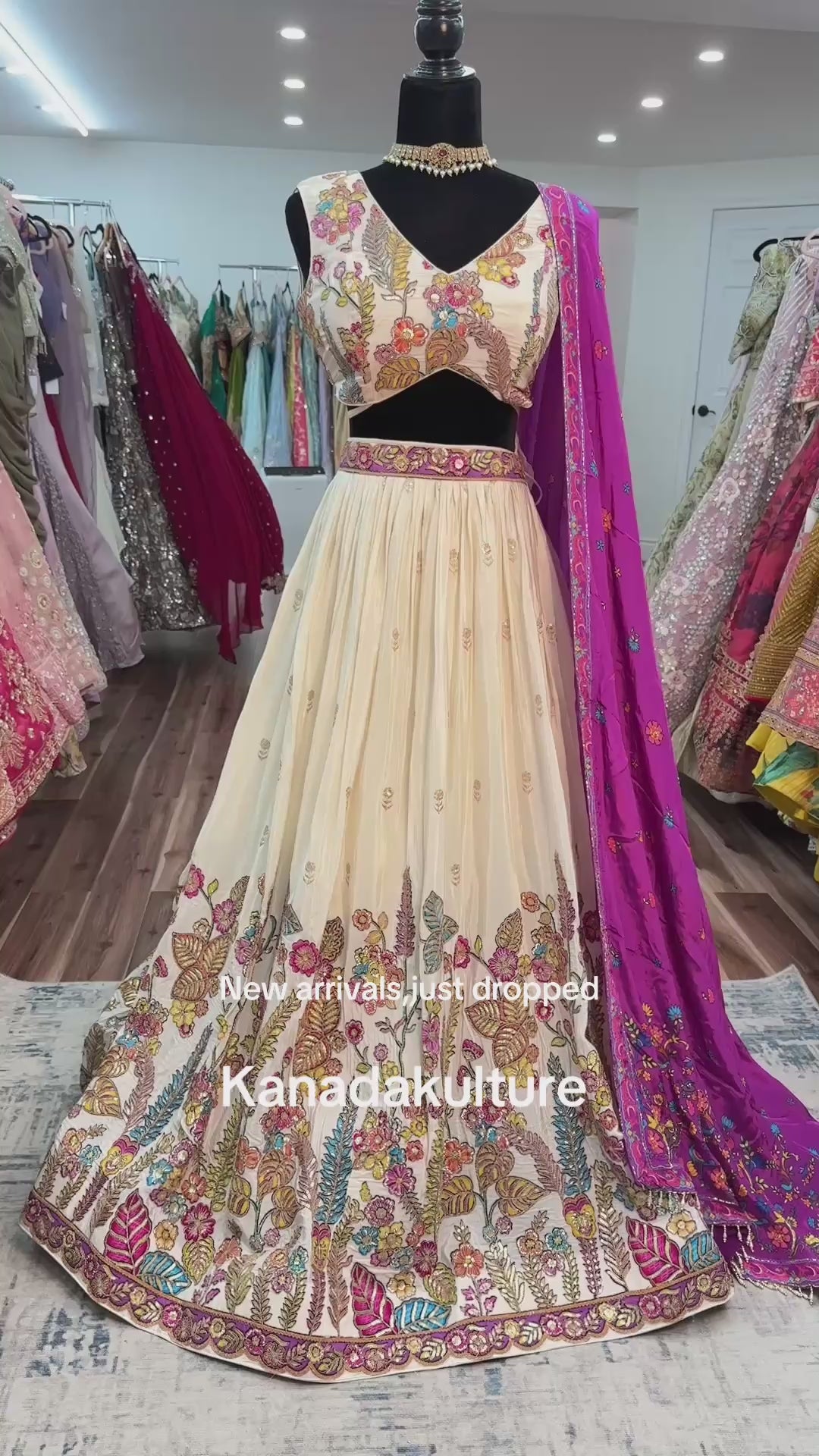 Designer silk floral lehenga with contrast dhupatta