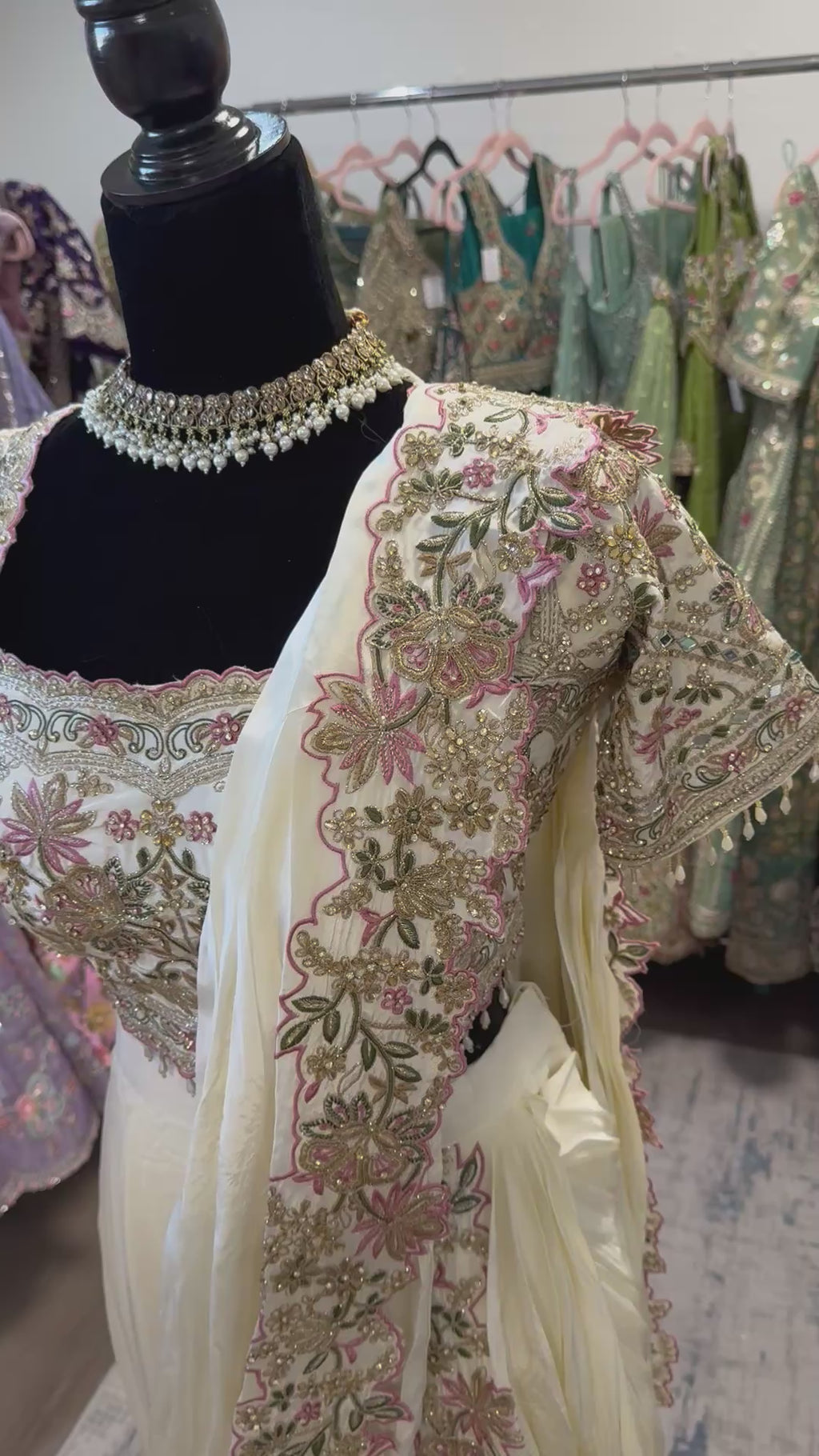 Hand work top with pre drape saree