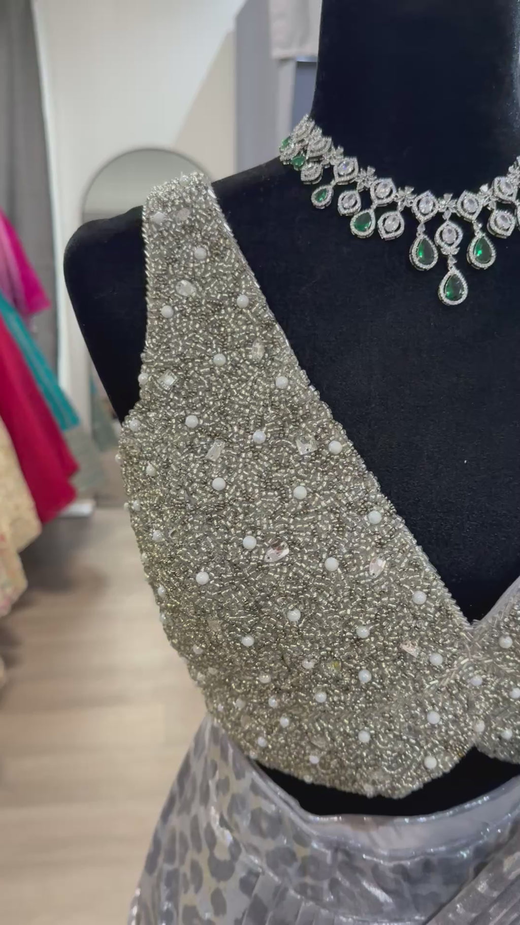 Hand work top with pre drape saree