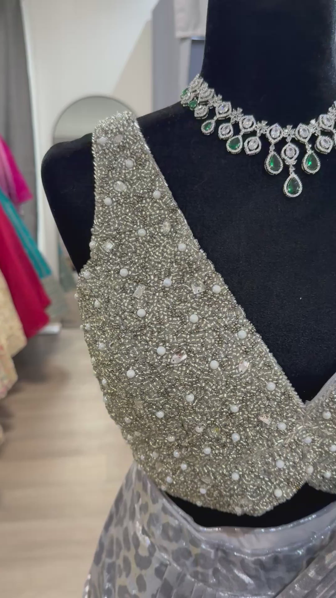 Hand work top with pre drape saree