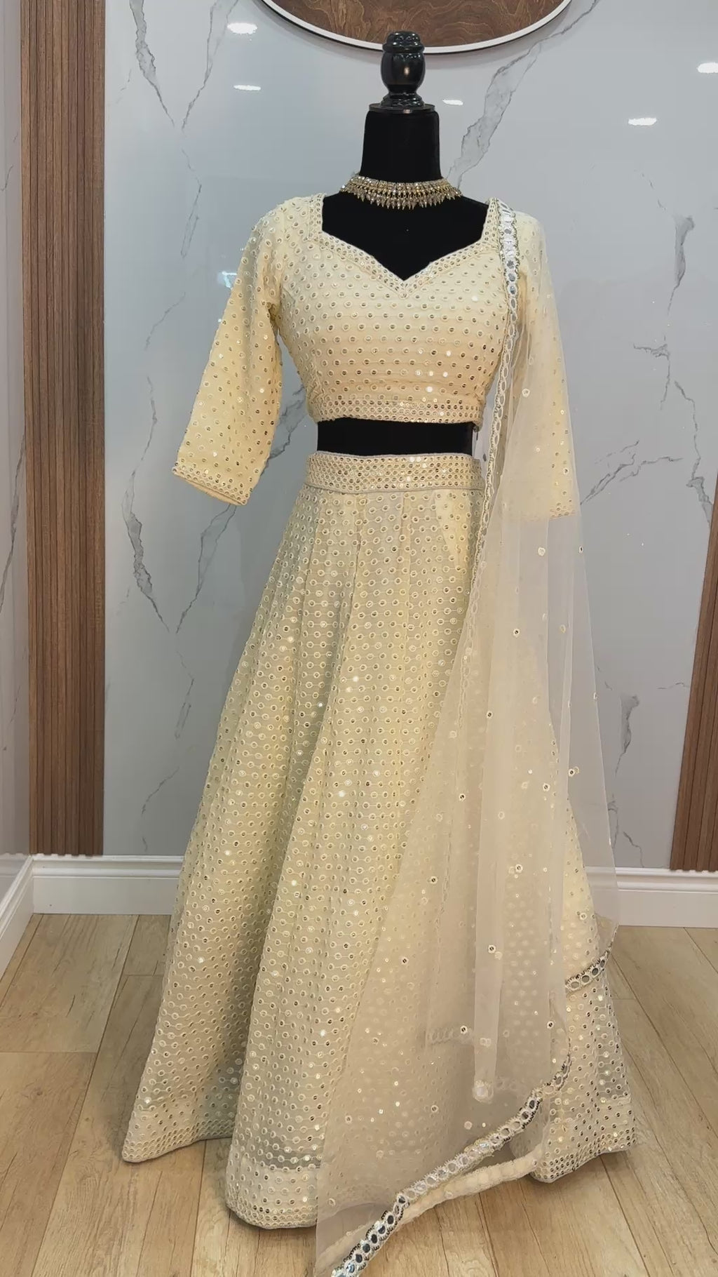 White Sequence Embroidered Georgette Lehenga Choli