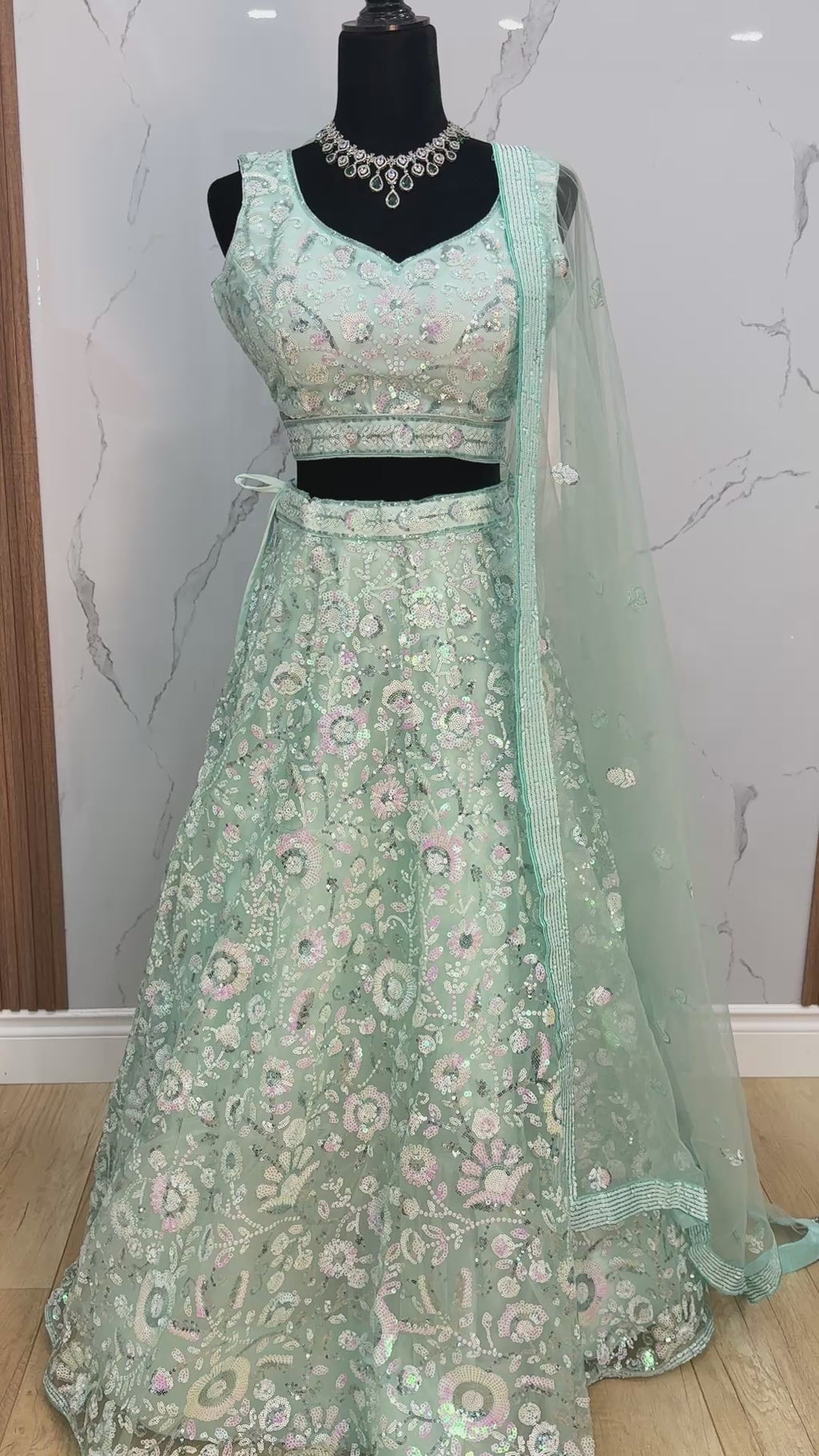 Precious blue Sequins Net Engagement Wear Lehenga Choli With Dupatta