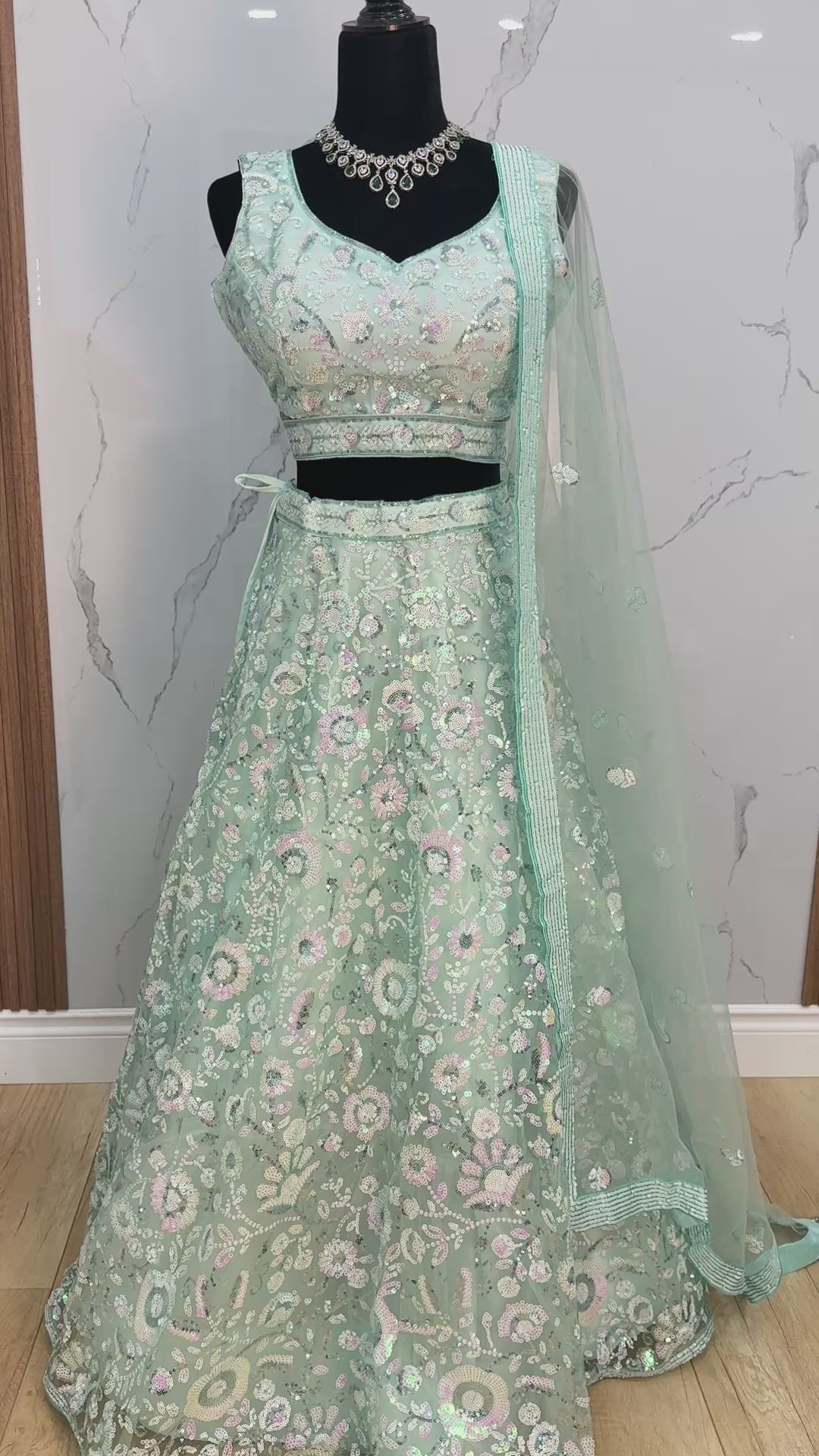 Precious blue Sequins Net Engagement Wear Lehenga Choli With Dupatta