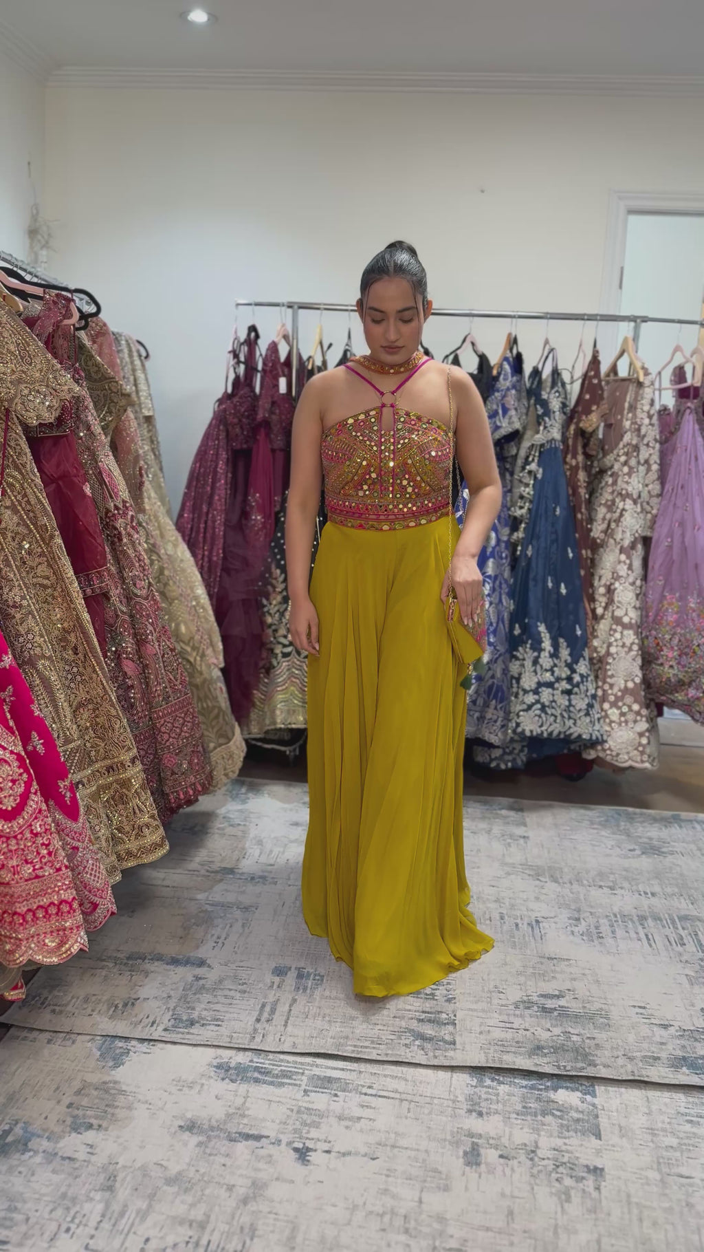 Crop top palazoo pant with hand work top