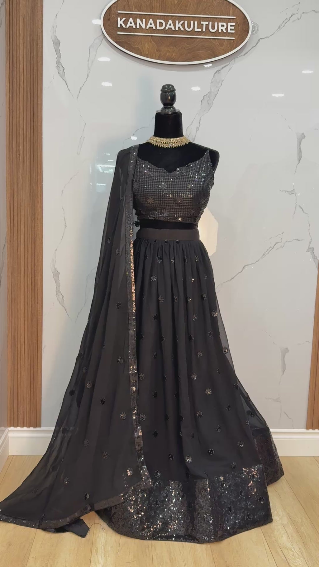 Black sequin strap lehenga choli
