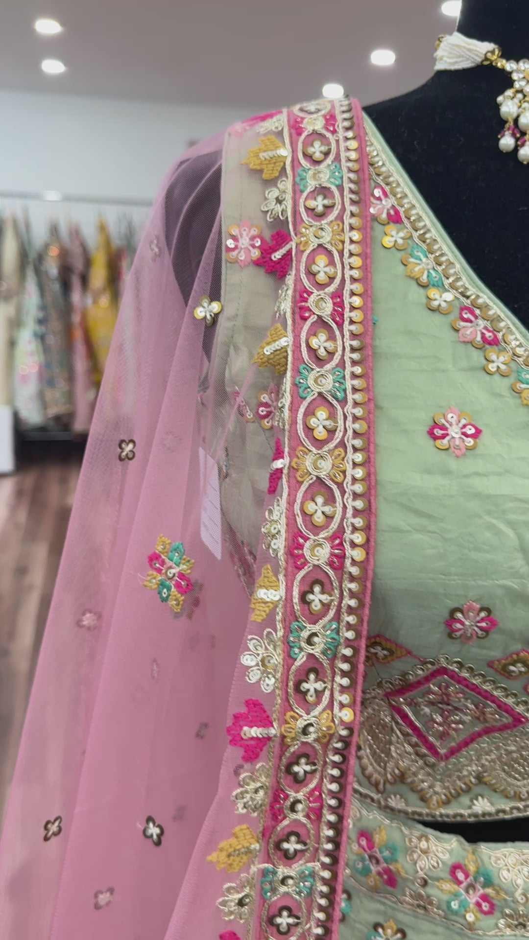 Regal Pista Green Multi-Thread Work Event Wear Lehenga Choli