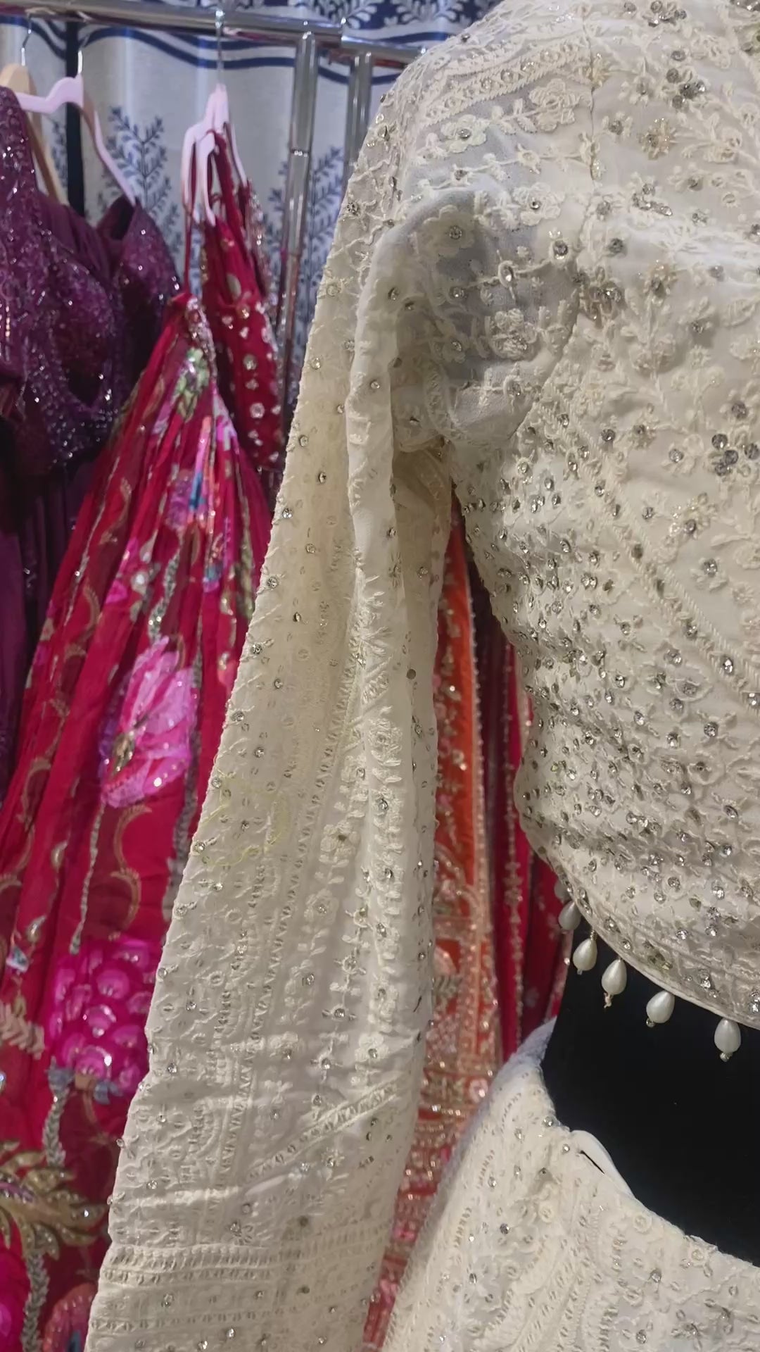 Full sleeve cream color lehenga choli