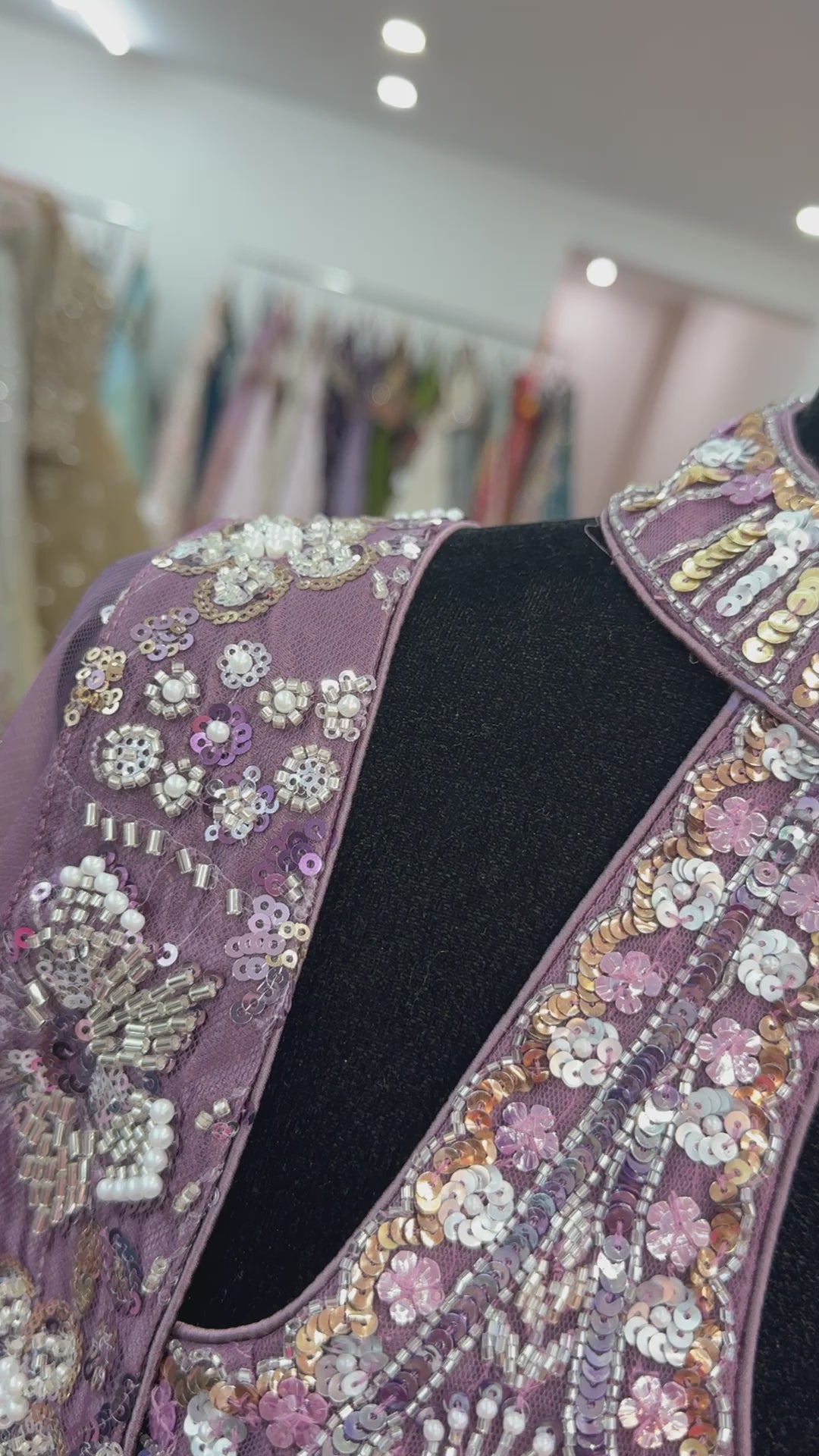 Fish cut heavy bead work lehenga