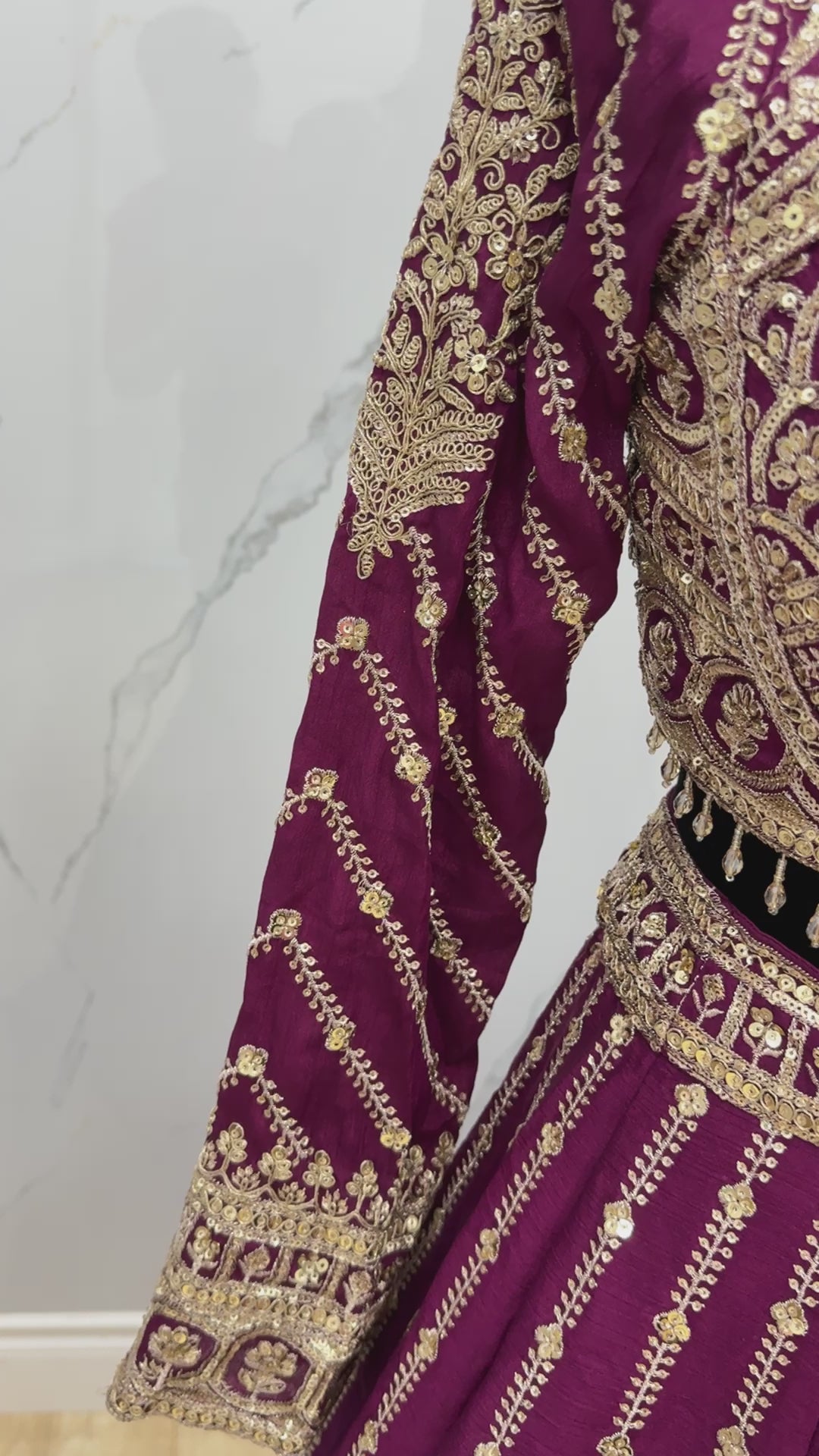 Full sleeve Dark color lehenga choli