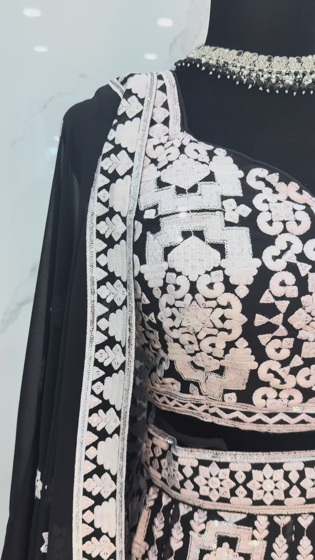 Sangam black and white color lehenga
