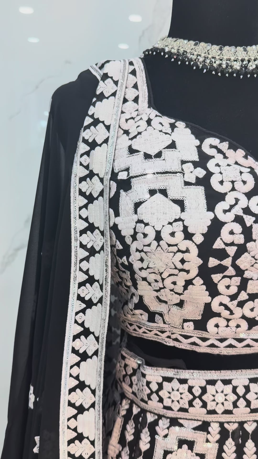 Sangam black and white color lehenga