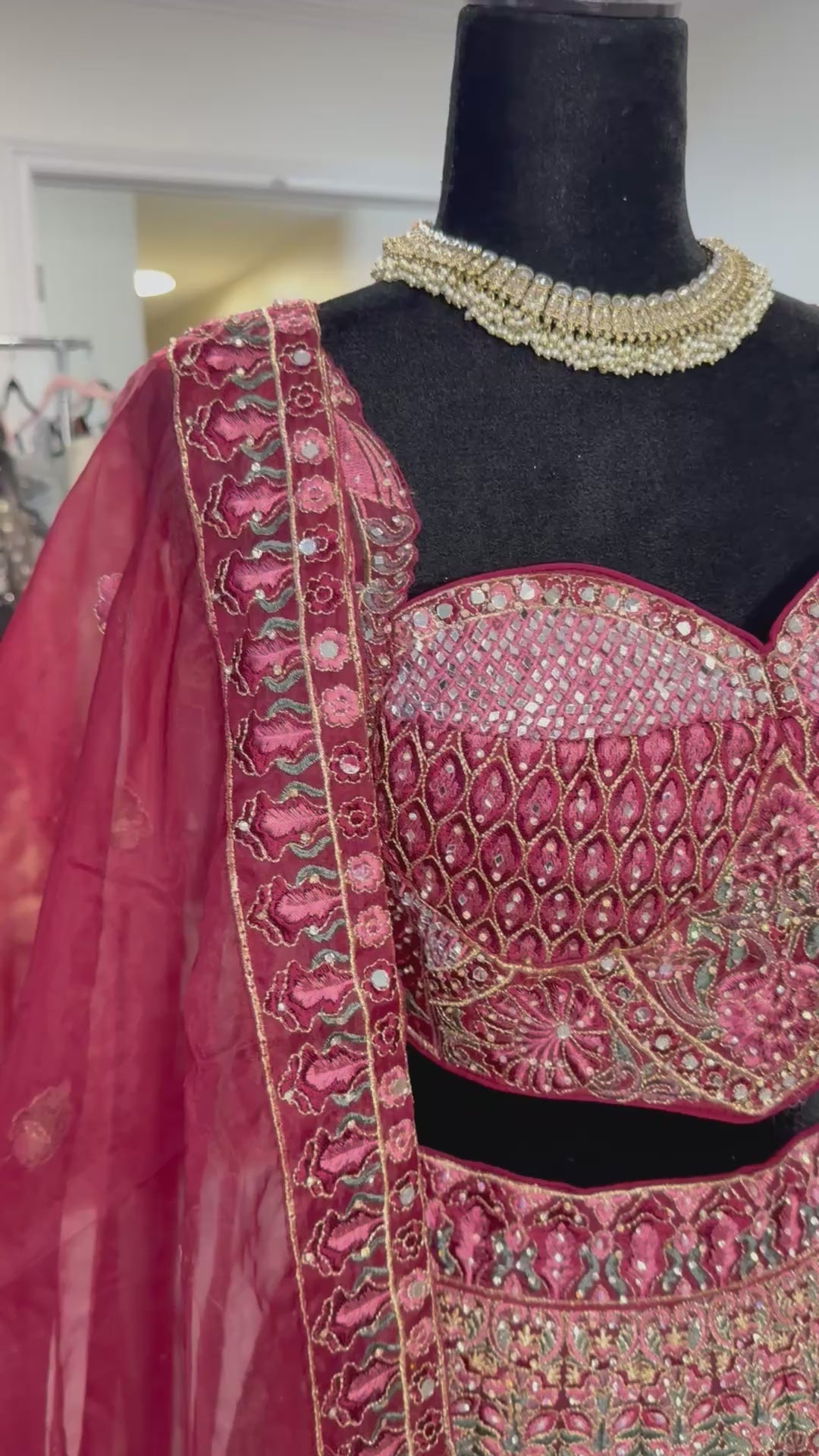 Anaya Mirror work maroon lehenga