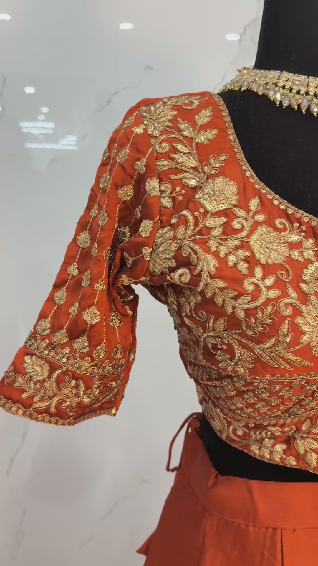 Orange Thread Embroidery Silk Wedding Wear Lehenga Choli