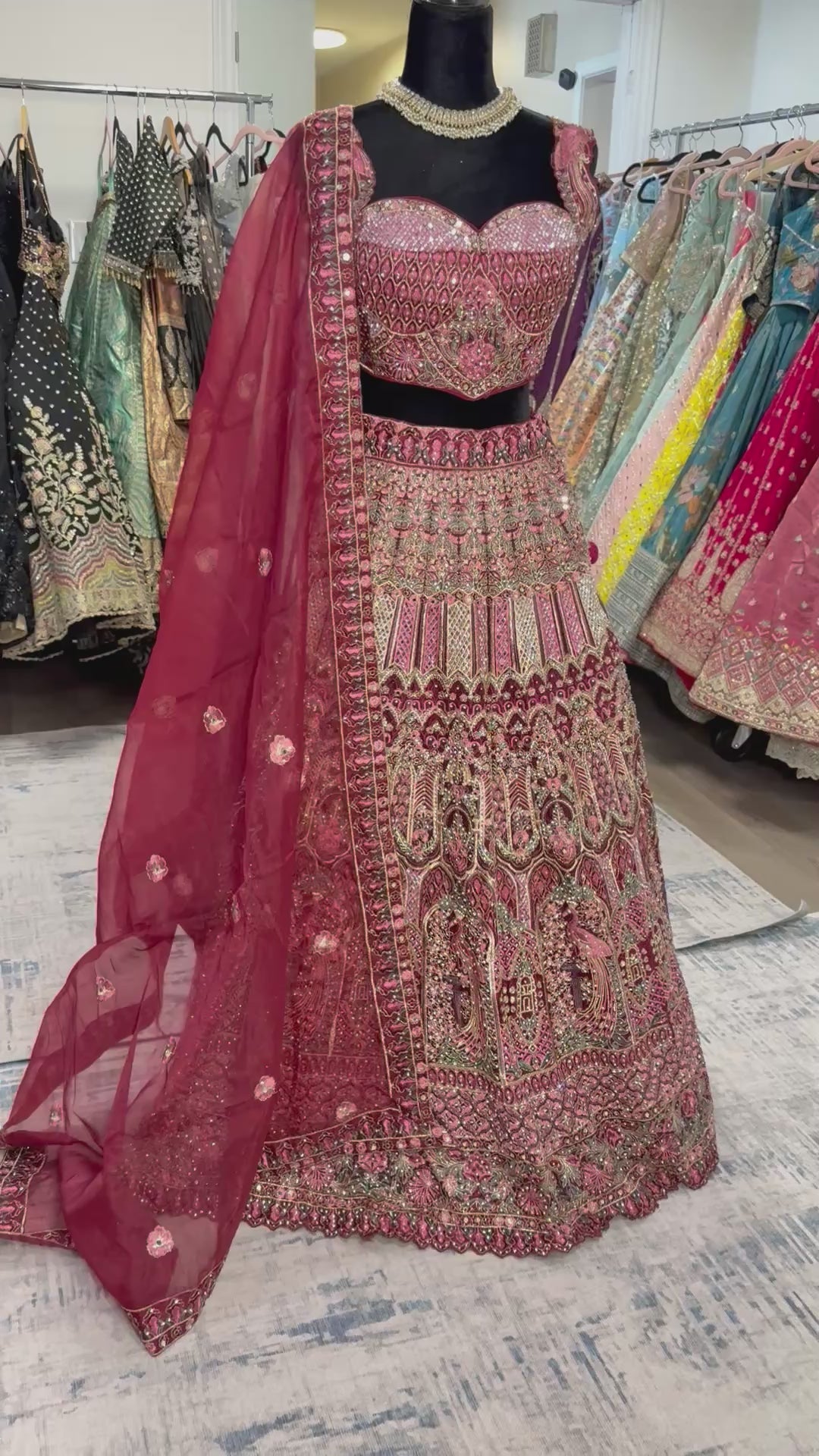 Anaya Mirror work maroon lehenga