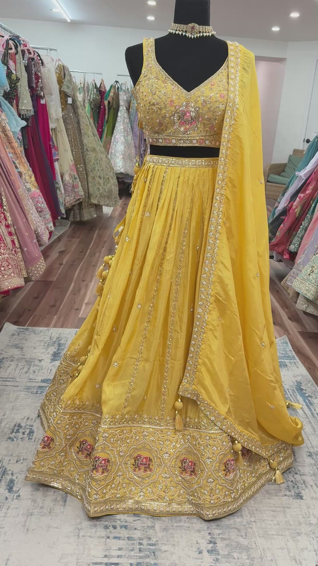 Yellow hand work lehenga