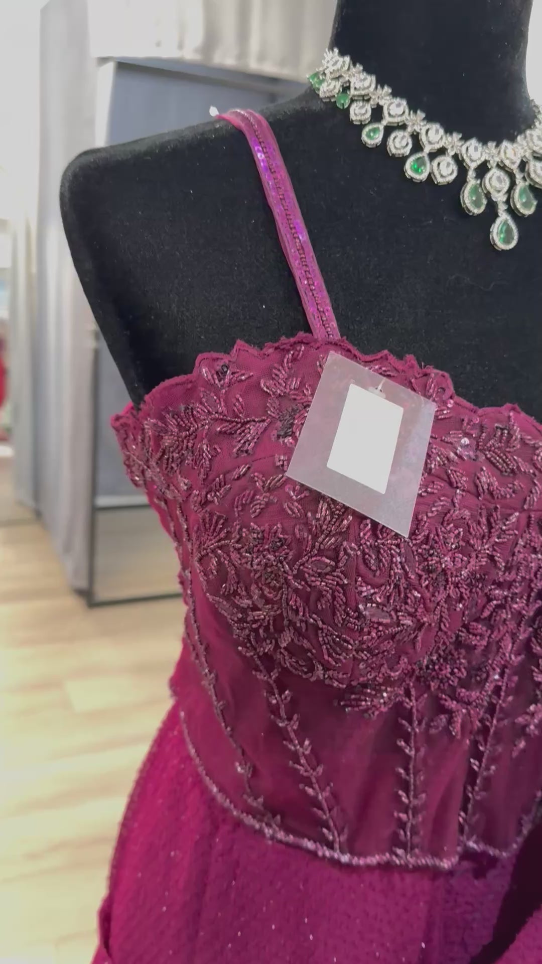 Hand work corset top with pre drape saree