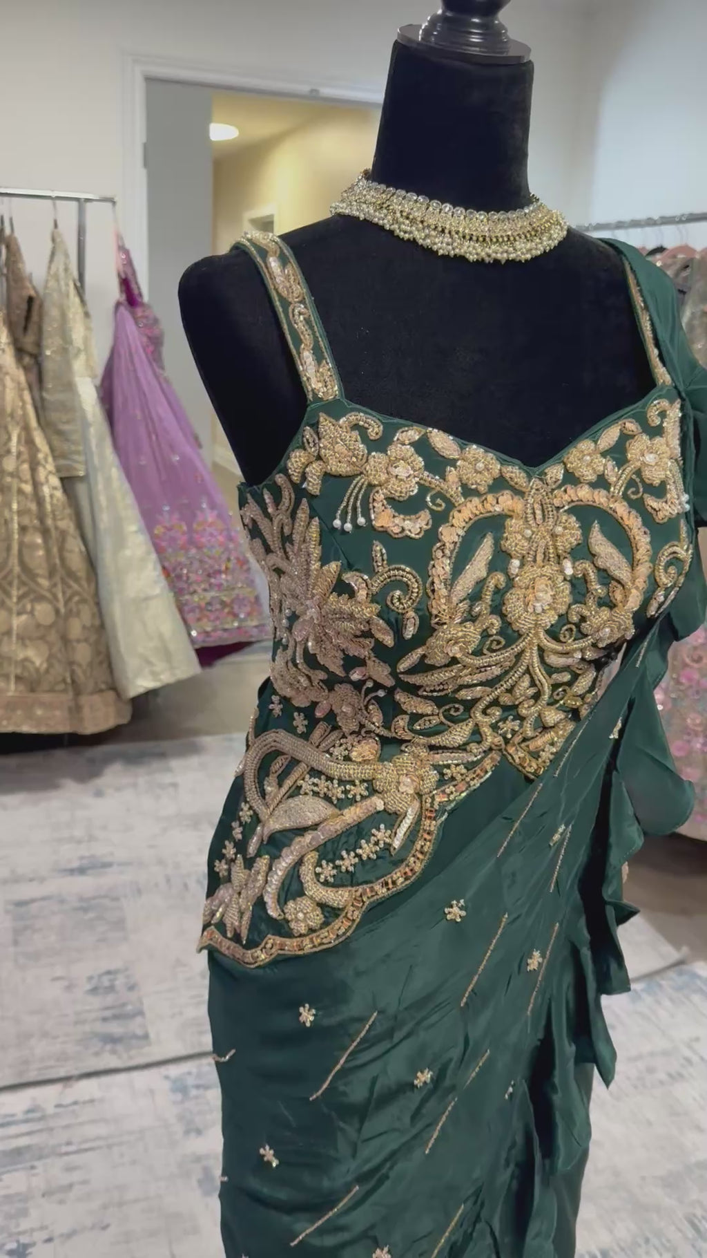 Butterfly top with pre drape saree