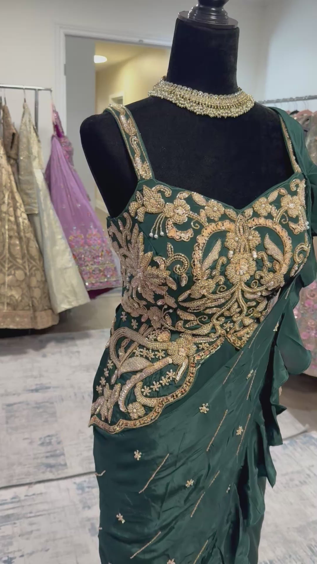 Butterfly top with pre drape saree