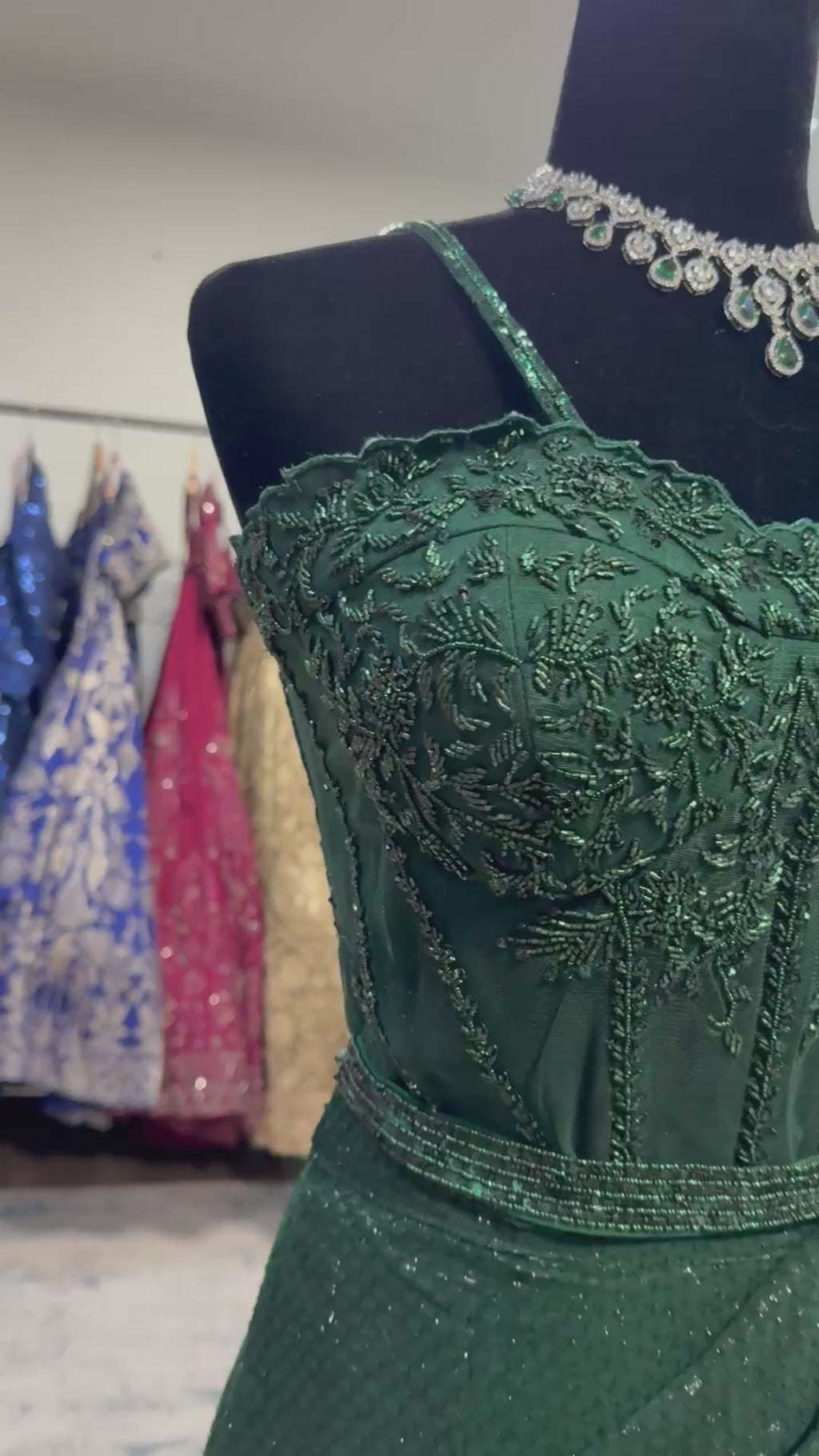 Hand work corset top with pre drape saree